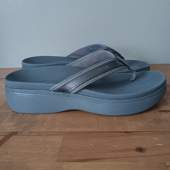 Vionic High Tide Pewter Patent Leather Platform Sandal Women's Size 8.5 M - Picture 3 of 11